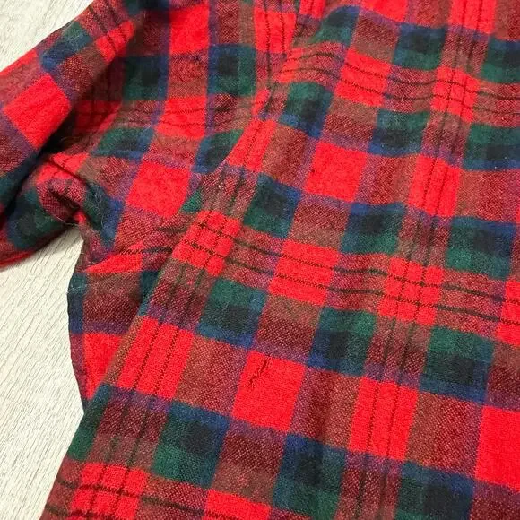 Vintage Pendleton Wool Flannel Shirt Men's Large Red Green Tartan Plaid 90s USA - Picture 14 of 16